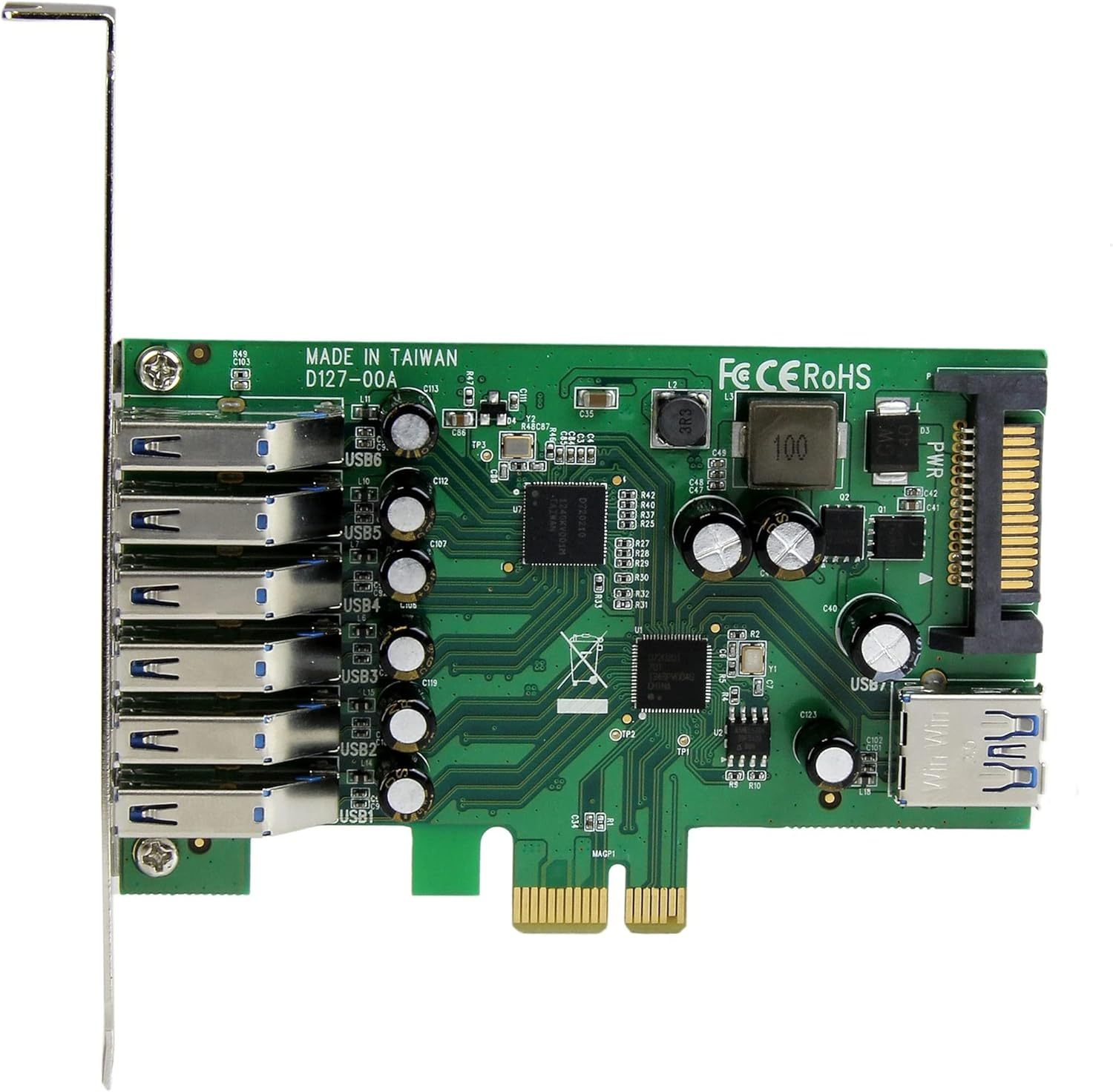 Startech.Com 7 Port PCI Express USB 3.0 Card Standard and Low-Profile Ports PEXUSB3S7 image number 1