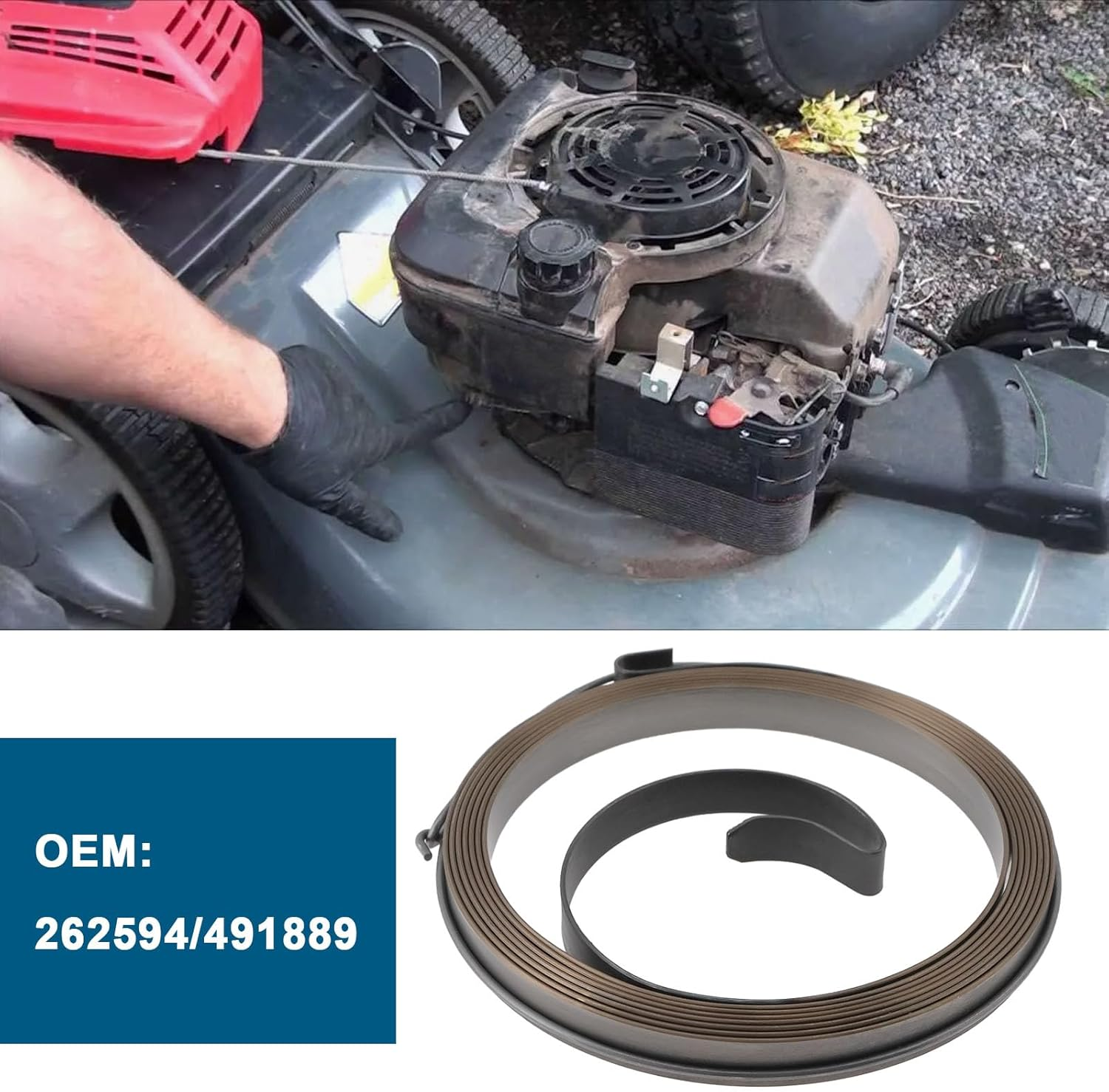 YINETTECH 2Pcs Lawn Mower Recoil Starter Spring Replacement Part 262594 491889 Compatible with Briggs & Stratton Garden Equipment Engines image number 6