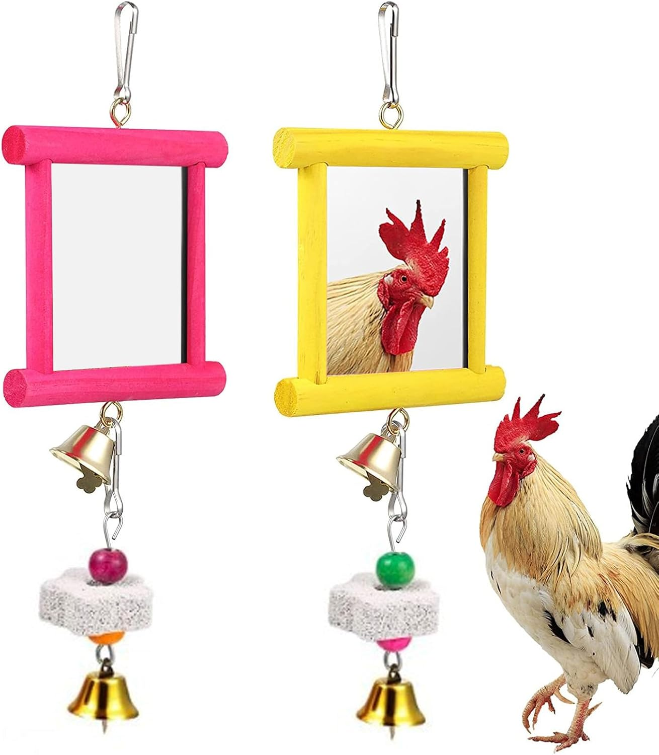 Chicken Swing Mirror - Chicken Mirror Beak Grinding Molar Stone | Safe Poultry Boredom Relief Roosters Hens Entertainment for Yard Garden Farm image number 4