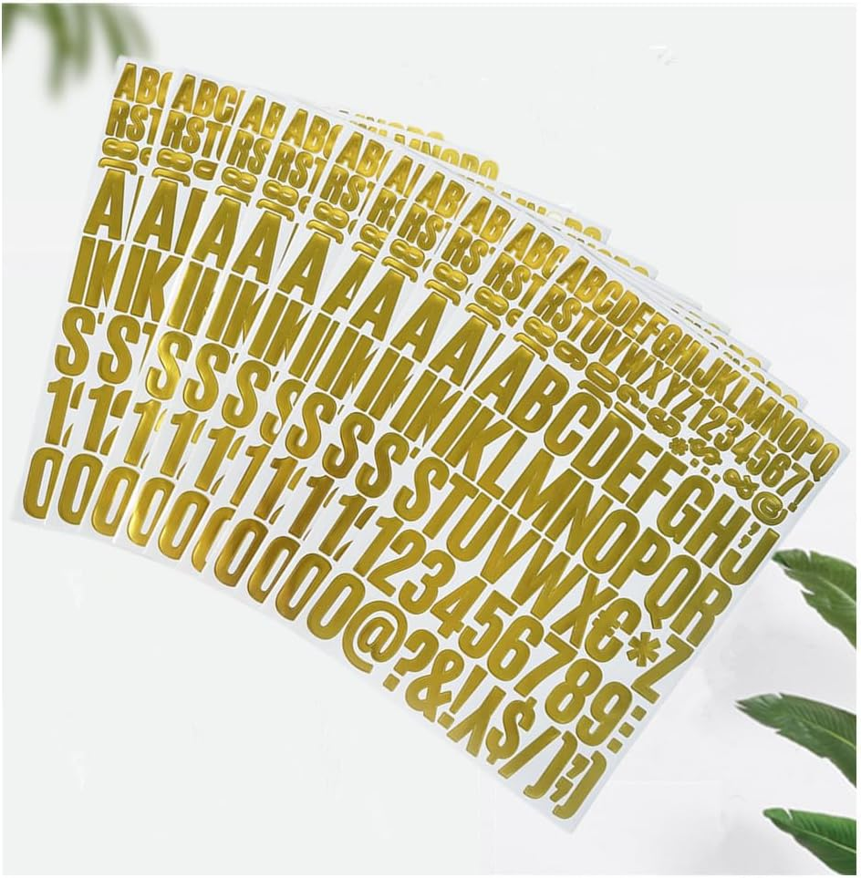 Wanfoou Gold Letter Stickers, 10 Sheets, Self-Adhesive, Classic Style, Alphabet & Number Stickers for DIY Crafts, Greeting Cards, Wedding Invitations, Etc. image number 1