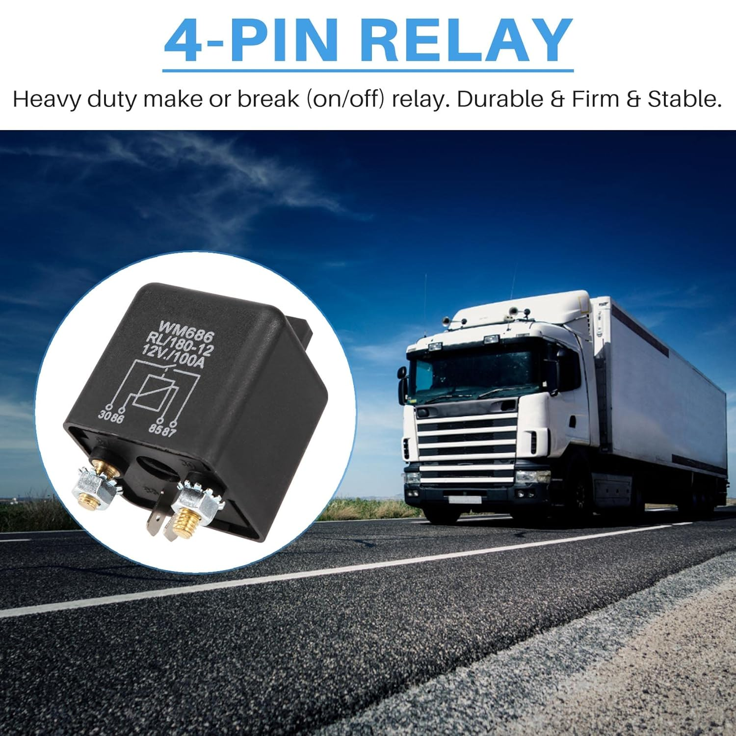 Spacesea 12V 100Amp 4-Pin Heavy Duty On/Off Switch Split Charge Relay for Auto Boat Van Black image number 5