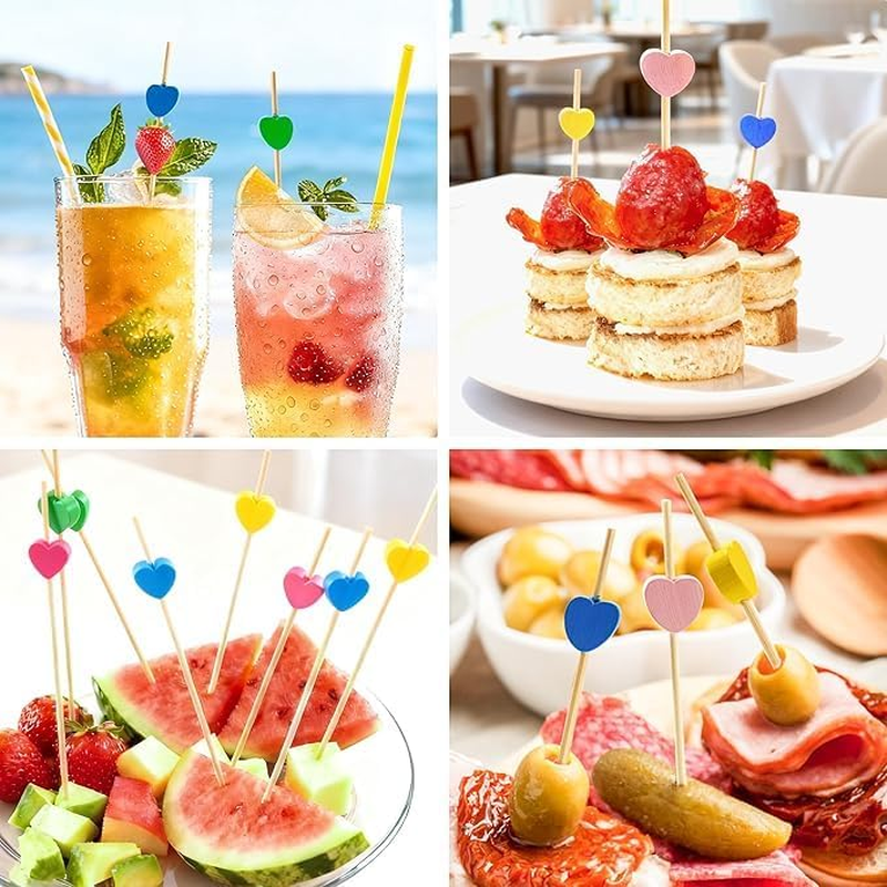 Colorful Bamboo Cocktail Picks,100Pcs Wooden Toothpicks Colorful Fruit Sticks,Colorful Star Cocktail Picks Fruit Food Hamburger Sticks,Wooden Cocktail Toothpicks Colorful Star Shape Cocktail Picks - Nature image number 5