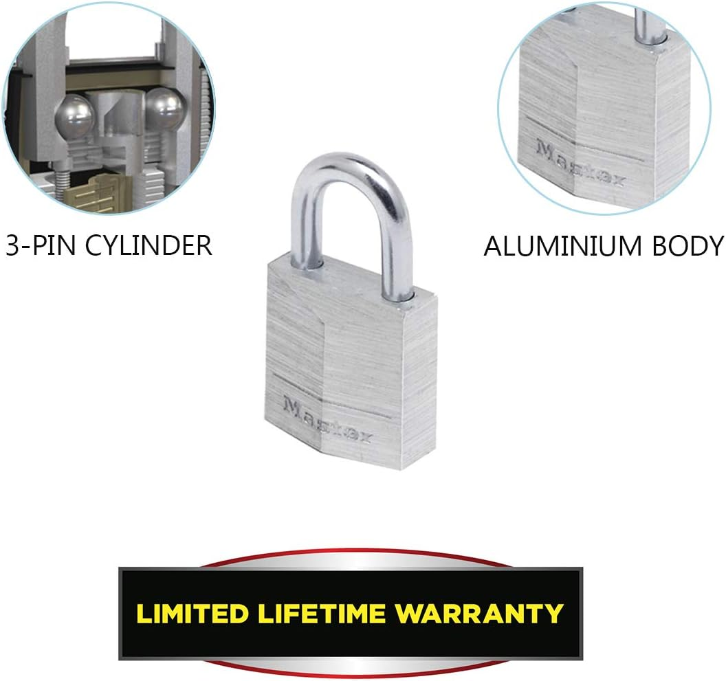 MASTER LOCK Small Padlocks [Key] [Keyed Alike] [Family Pack of 4] 9120EURQNOP - Best Used for Backpacks, Luggage, Computer Bags, Locker, Gym and More, Silver image number 1