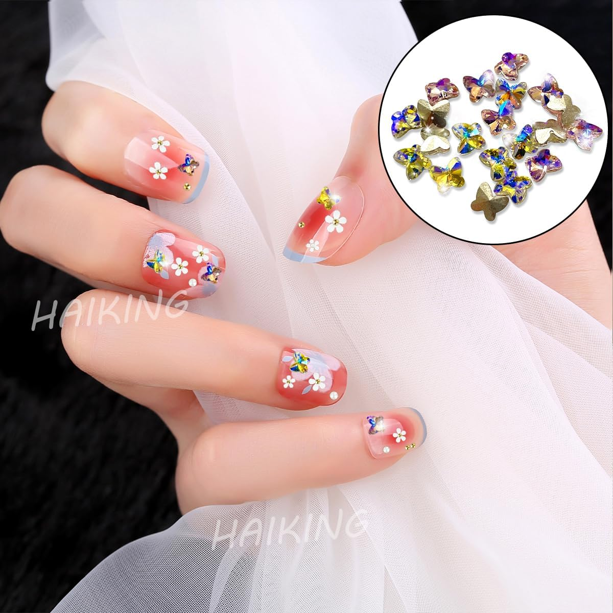 HAIKING 3D Nail Charms Decoration, 20 Pcs Butterfly Nail Art Decorations for Women, Girls, Home DIY Nail Art Supplies (2 Colors) image number 3