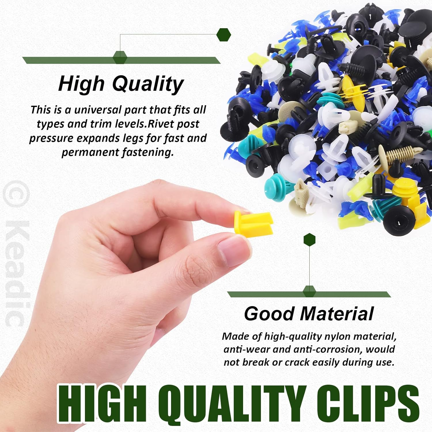 Keadic 500 Pcs Mixed Nylon Bumper Fender Trim Push Fasteners Rivet Clips Replacement Kit, Auto Panel Shield Engine Cover Retainer Fastener Rivet Push Clips for GM image number 4