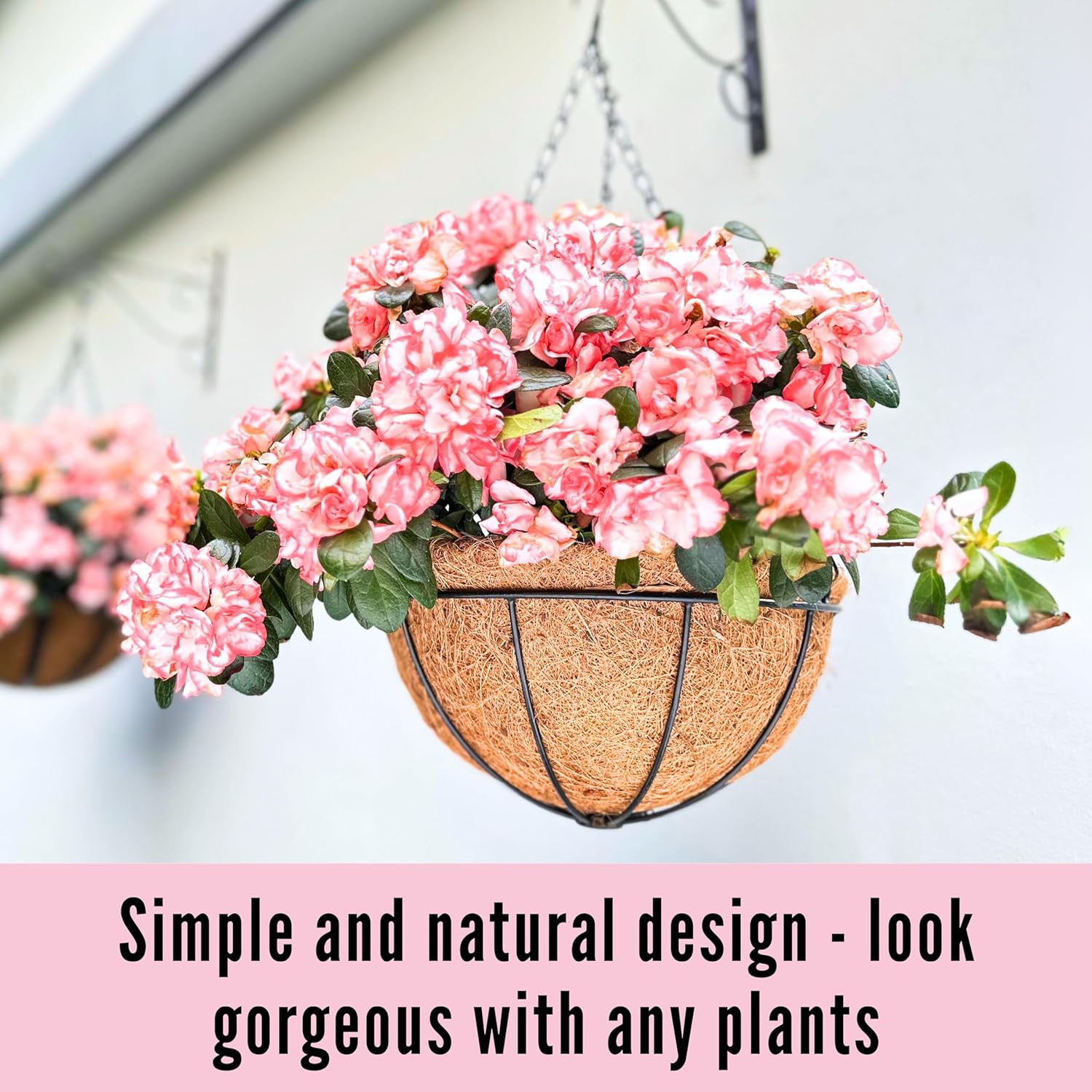 Hanging Basket for Plant - 3 Pack, 10 Inch, Hanging Metal Wire Planters with Coco Liner, Flower Pots Hanger round Plant Holder Porch Home Decor Garden Outdoor Macetas Colgantes Para Plantas