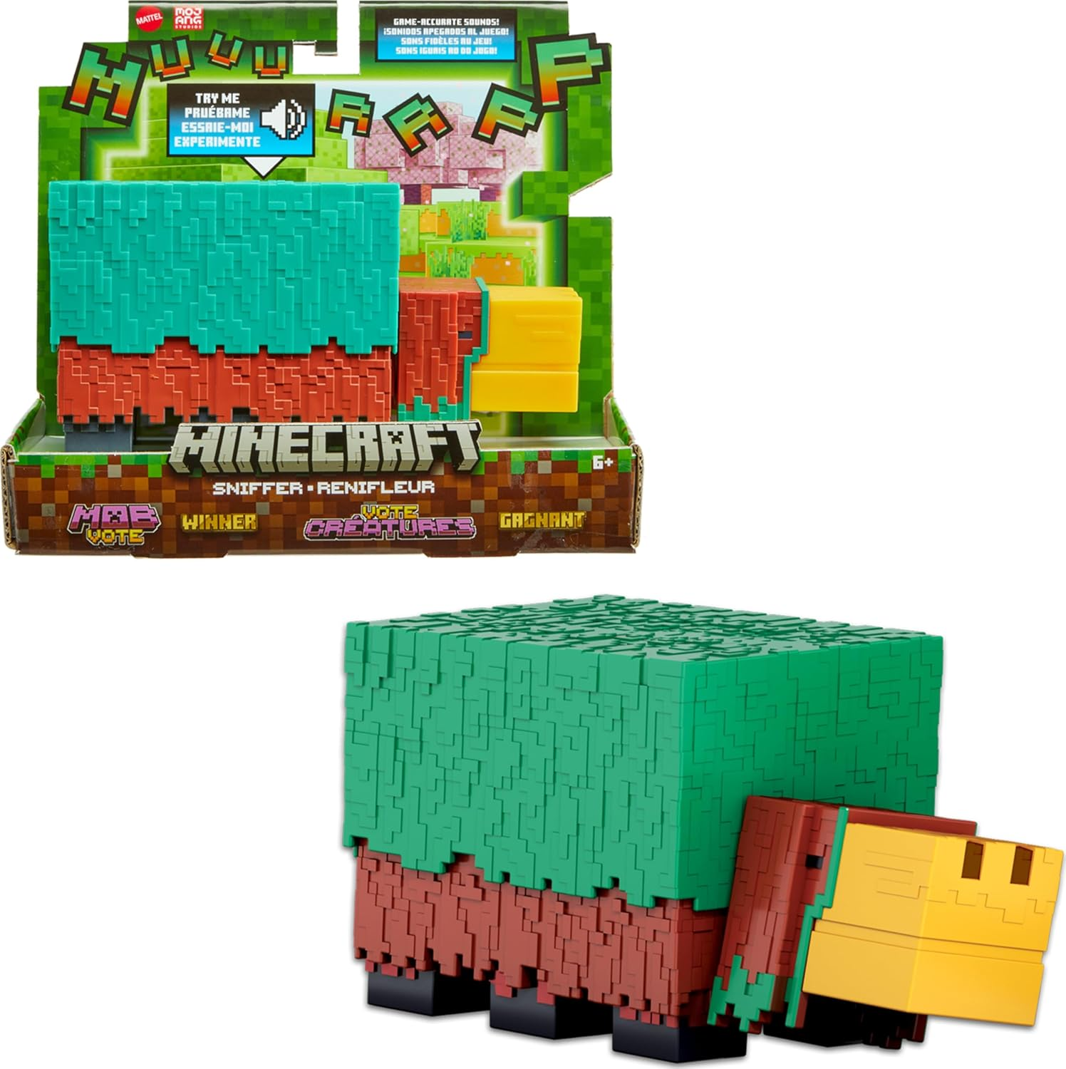 Mattel Minecraft Sniffer Action Figure, 3.25-Inch Scale with Game-Accurate Sounds & Pixelated Design image number 3