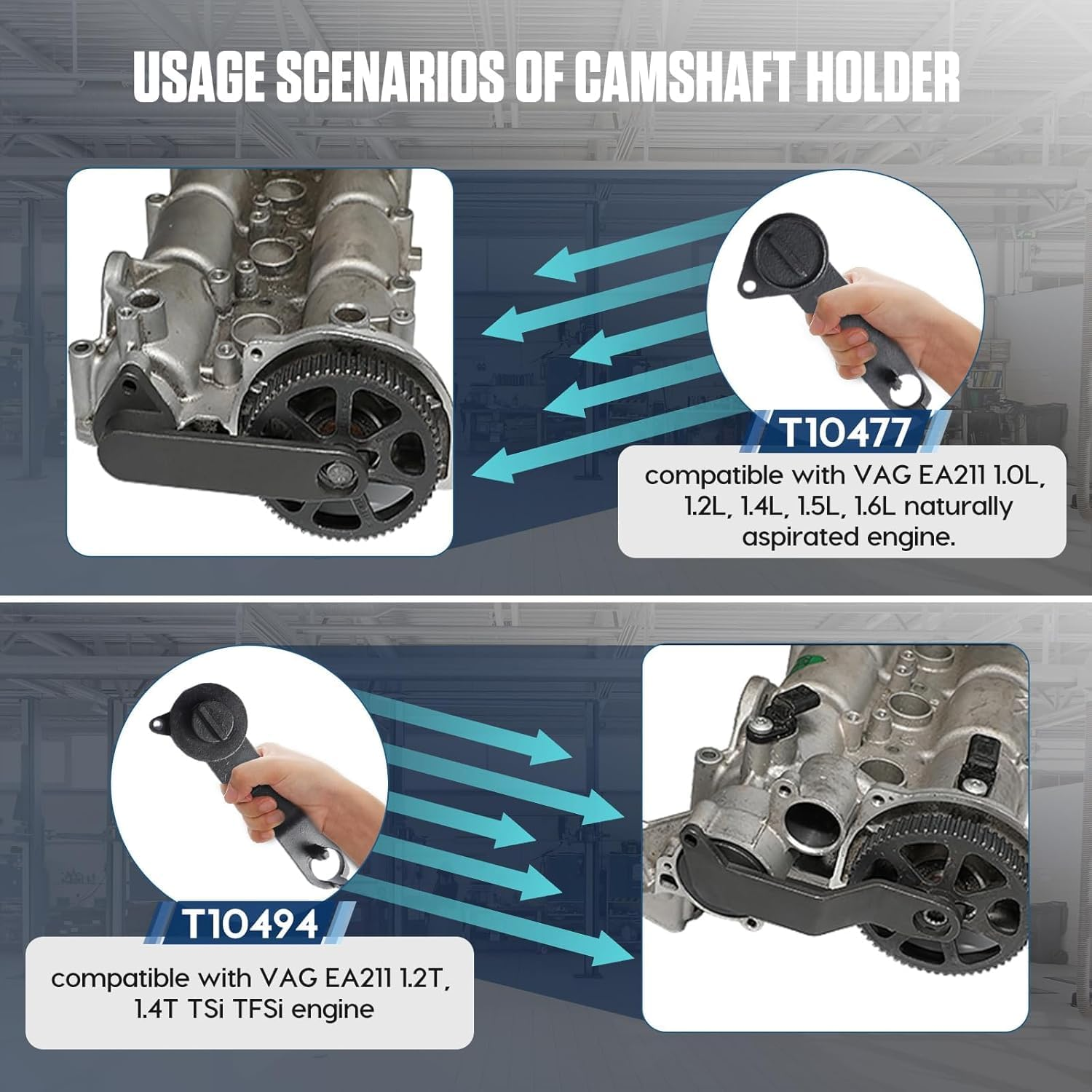 Engine Camshaft Tool Set, 6PCS Timing Belt Tool Kit for VAG EA211 1.0L 1.2L 1.4L 1.6L FSI TSI TFSI Petrol Engine Compatible with VW Audi A3 /Golf 7/New Jetta/Skoda/Santana/Lavida image number 1