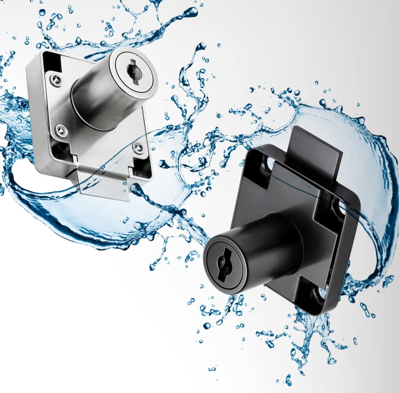 4PCS Cam Lock 22Mm, Security Cabinet Lock with Key Different Cupboard Lock for Furniture Mailbox Drawer Postbox Letterbox Household Office Door Locks Black