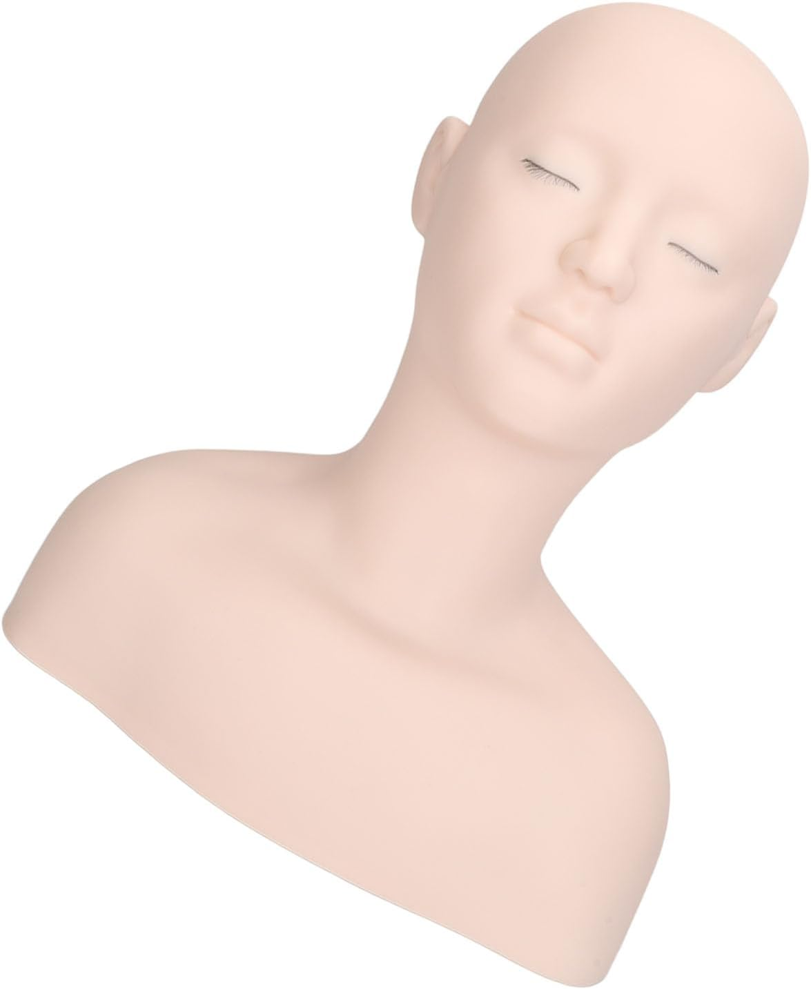 Cosmetic Mannequin Head Shoulder Elasticity Eyelash Skincare Practice Sample PVC Soft Rubber Chemical Fibre Half Body Makeup Display Training Tool image number 4