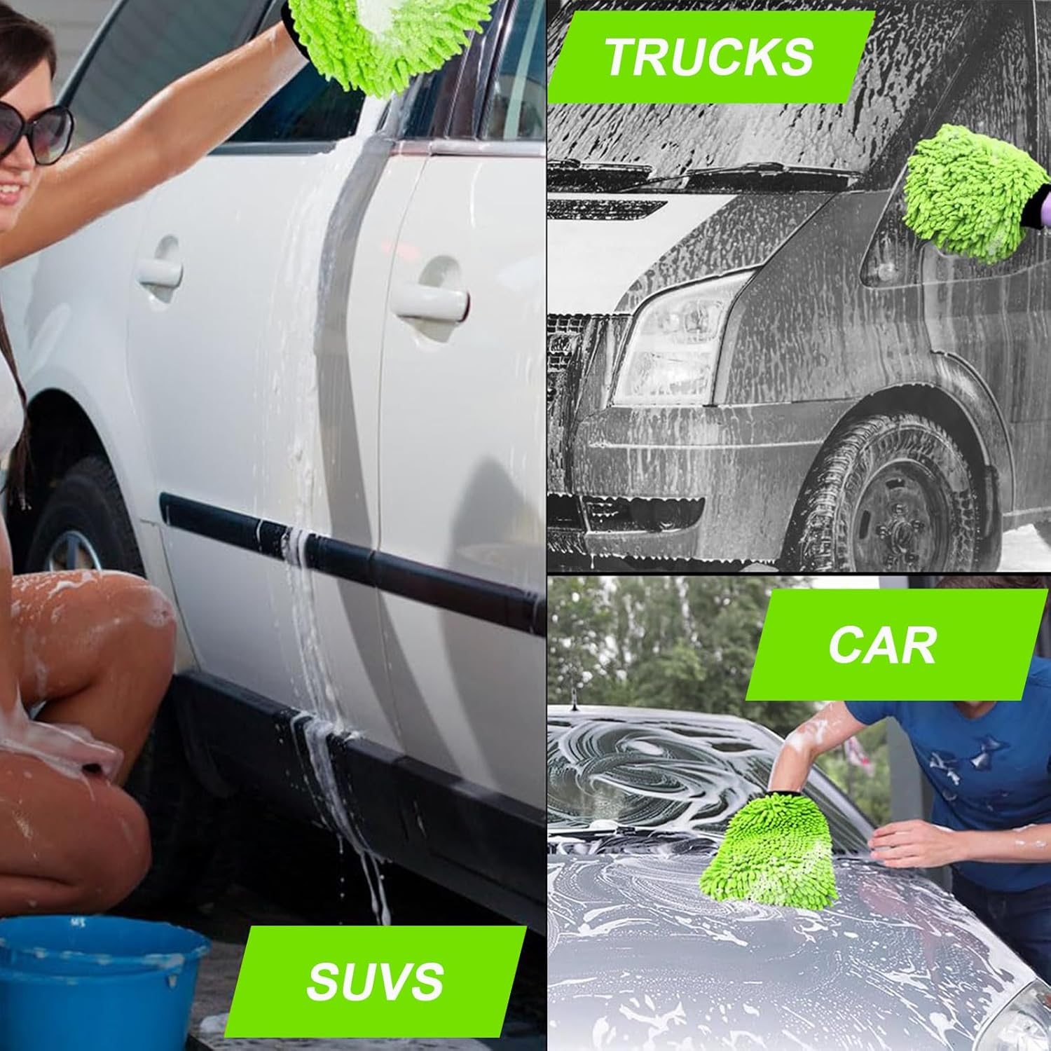 2PCS Car Wash Mitt Microfiber, Scratch-Free& Lint-Free, Premium Chenille Microfiber Wash Mitt image number 3