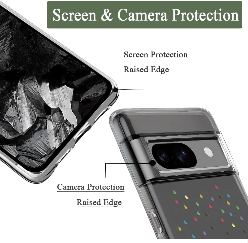 Unov Case Compatible with Pixel 8A Case Clear with Design Soft TPU Shock Absorption Slim Embossed Pattern Protective Back Cover for Pixel 8A (Rainbow Dinosaur) - Flower Bouquet image number 5