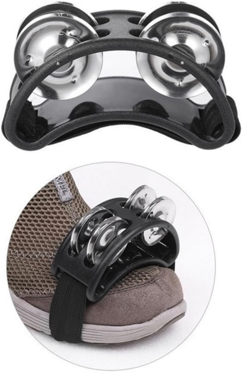 4 PCS Foot Tambourine Percussion,Foot Drum Set, Musical Instrument Drum, Percussion Instruments, Foot Tambourine Double Row Stainless Steel Jingles Foot Bell Accompaniment Instrument image number 3