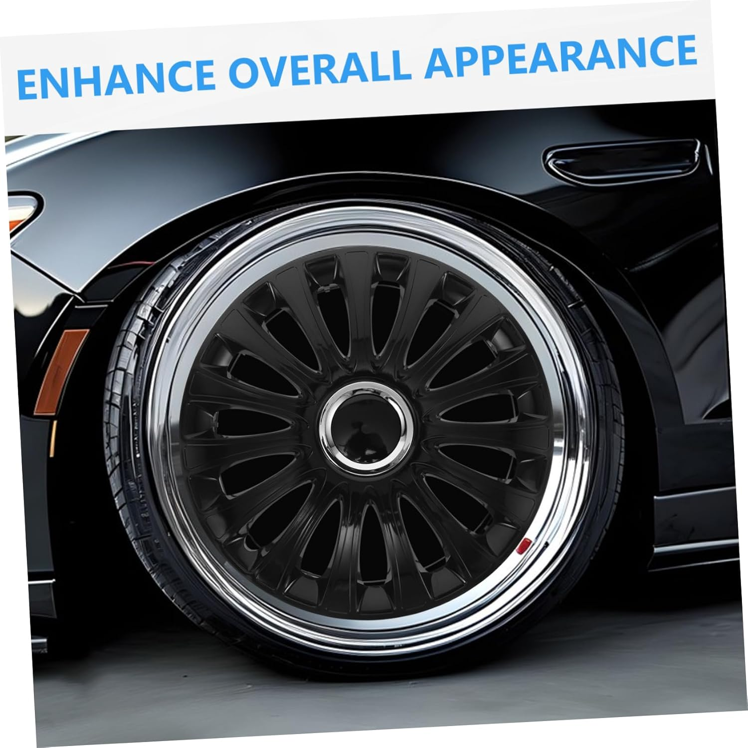 CHILDWEET 14-Inch Universal Car Wheel Hub Covers Full Black Decorative Automotive Hubcaps Protective Wheel Covers for Vehicle image number 1