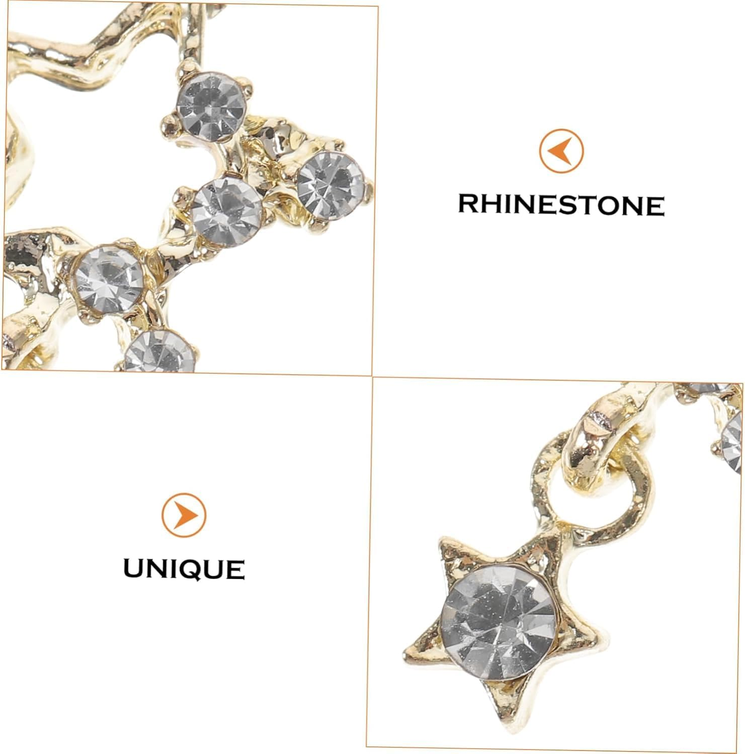 20PCS 3D Silver Stars Nail Charms, Rhinestones Nails Gems Shiny Crystal Star Nail Art Supplies for DIY Crafts Nail Accessories (Golden) - Golden image number 5