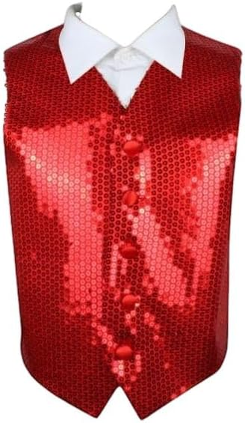Red Boys Junior Sequin Patterned Vest Waistcoat