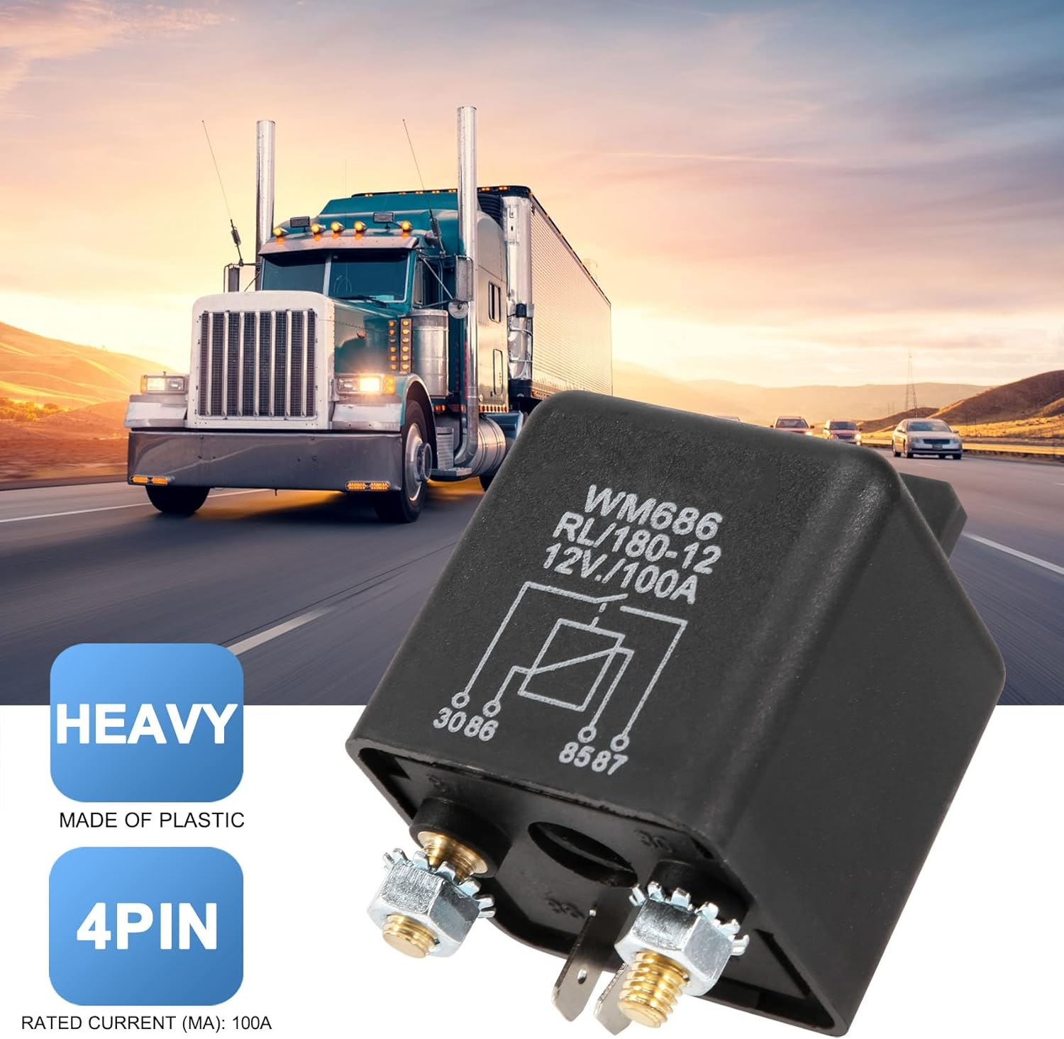 Ceahoify 12V 100Amp 4-Pin Heavy Duty On/Off Switch Split Charge Relay for Auto Boat Van Black image number 1