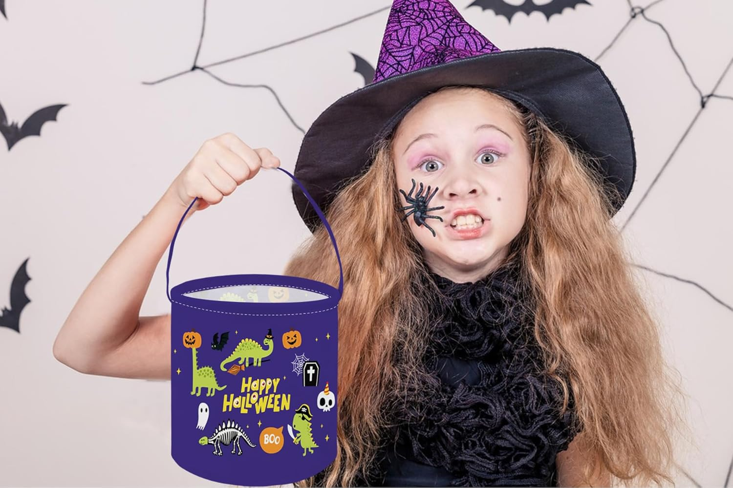 ESSME Halloween Bucket, Trick or Treat Buckets for Halloweens Party Supplies, Candy Buckets, Kids Bucket for Girls and Boys.(Halloween Dinosaurs) - Ghost image number 4
