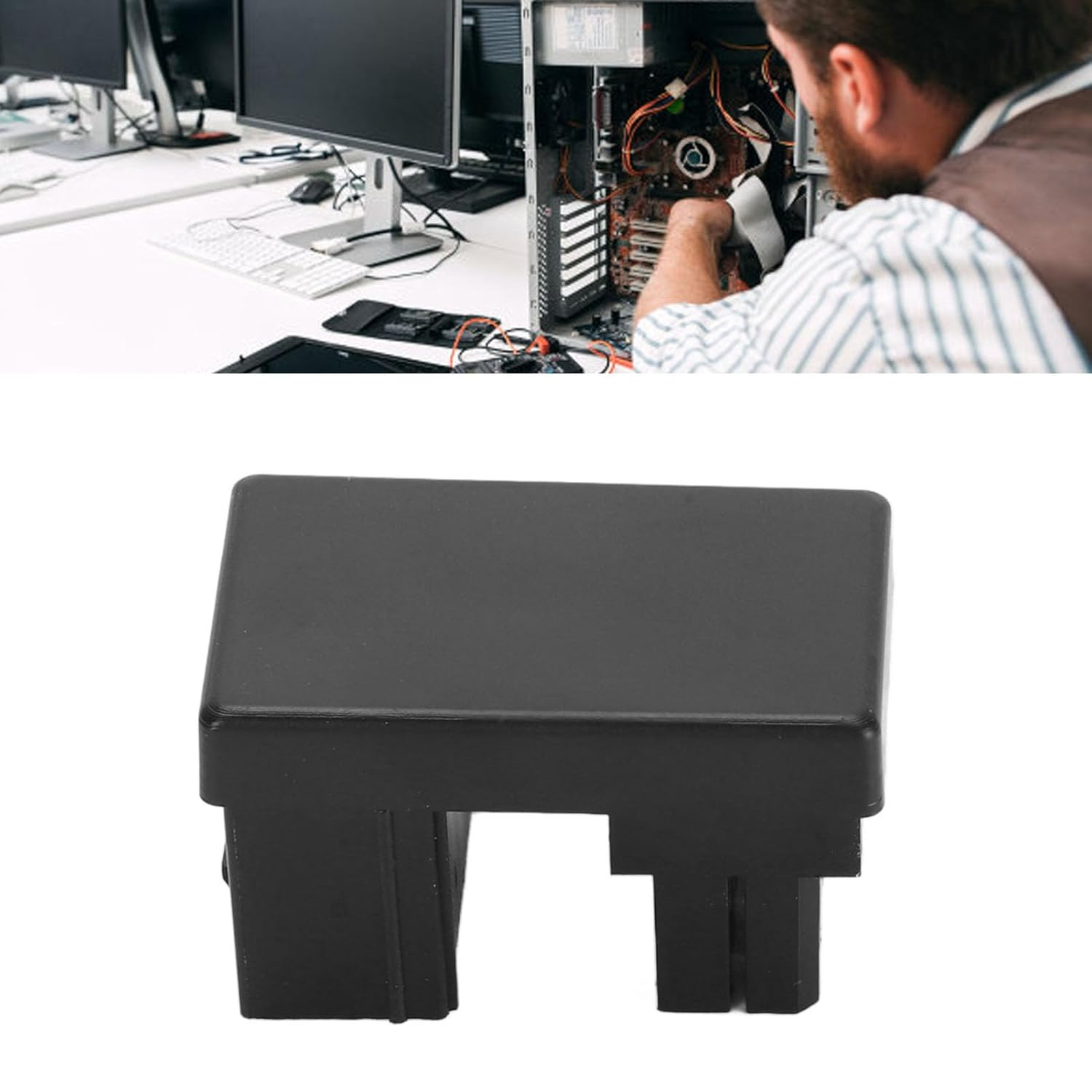 8 Pin Connector, GPU Pcie Connector 8PIN Female to Male 180 Degree Angle Pcie 90 Degree Adapter RVS Type ABS Shell Graphics Card Power Connector for Desktop (Black) - Black image number 2