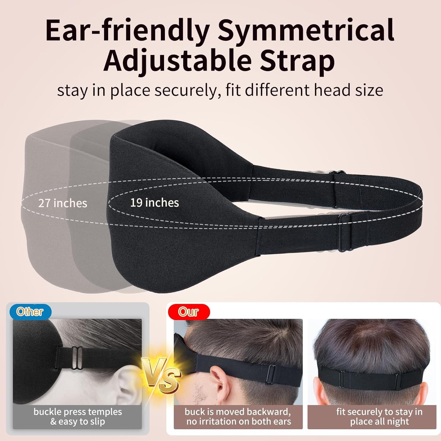 Sleep Mask for Side Sleeper Women Men - Pylzodsi Soft Breathable 3D Contoured Cup Blackout Eye Mask for Sleeping, Sleep Eye Mask with Adjustable Elastic Strap for Flight Travel Nap image number 4