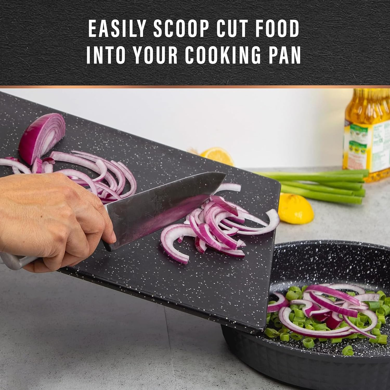 Cutting Boards for Kitchen, No BPA Chopping Boards Set of 3, Dishwasher Safe Cutting Boards with Carrying Handle, Black image number 5