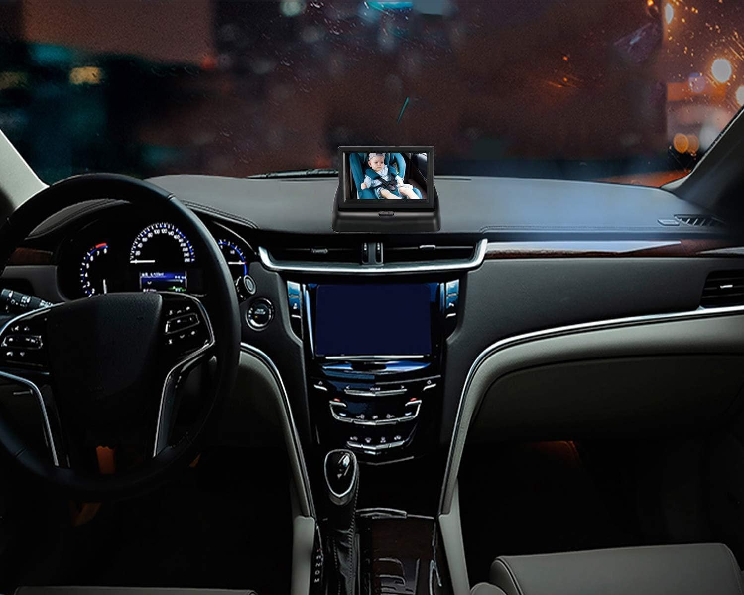 Leona Co Baby Car Camera, HD Display Baby Car Mirror with Night Vision Feature, 4.3 Inch Baby Car Monitor with Wide Clear View, Baby Car Seat Mirror Camera Rear Facing to Observe Baby'S Every Move image number 2