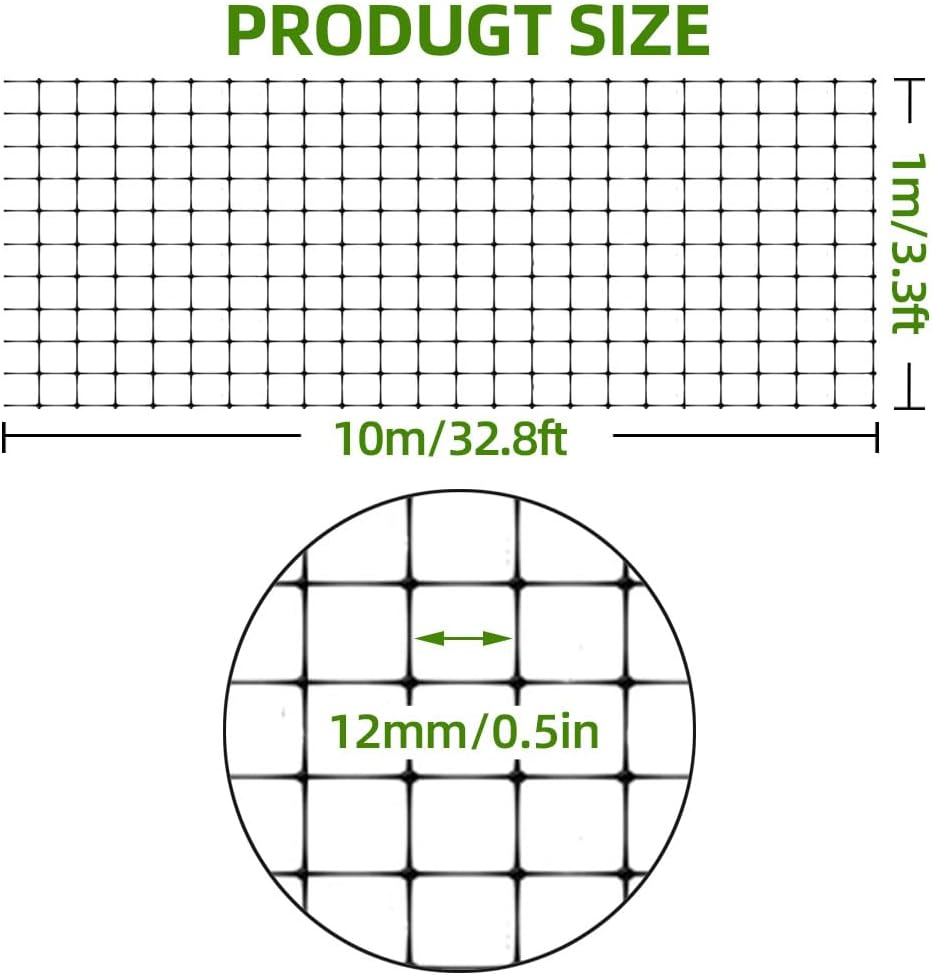 Skycabin 1Mx 10M Heavy Duty Black Garden Bird Netting anti Bird Protection Net,Reusable Deer and Animal Fence Netting, Chicken Netting for Fruit Trees,Flowers,Plant,Vegetables Crop Strawberry image number 2
