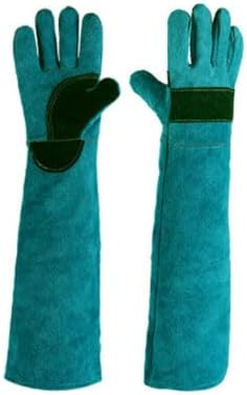 Animal Handling Gloves Bite Proof Double Leather Reinforced Padding Dog,Cat Scratch,Bird Handling Falconry Gloves Grabbing Reptile Squirrel Snake Bite 60CM Comfort and Extra Heat Protection.