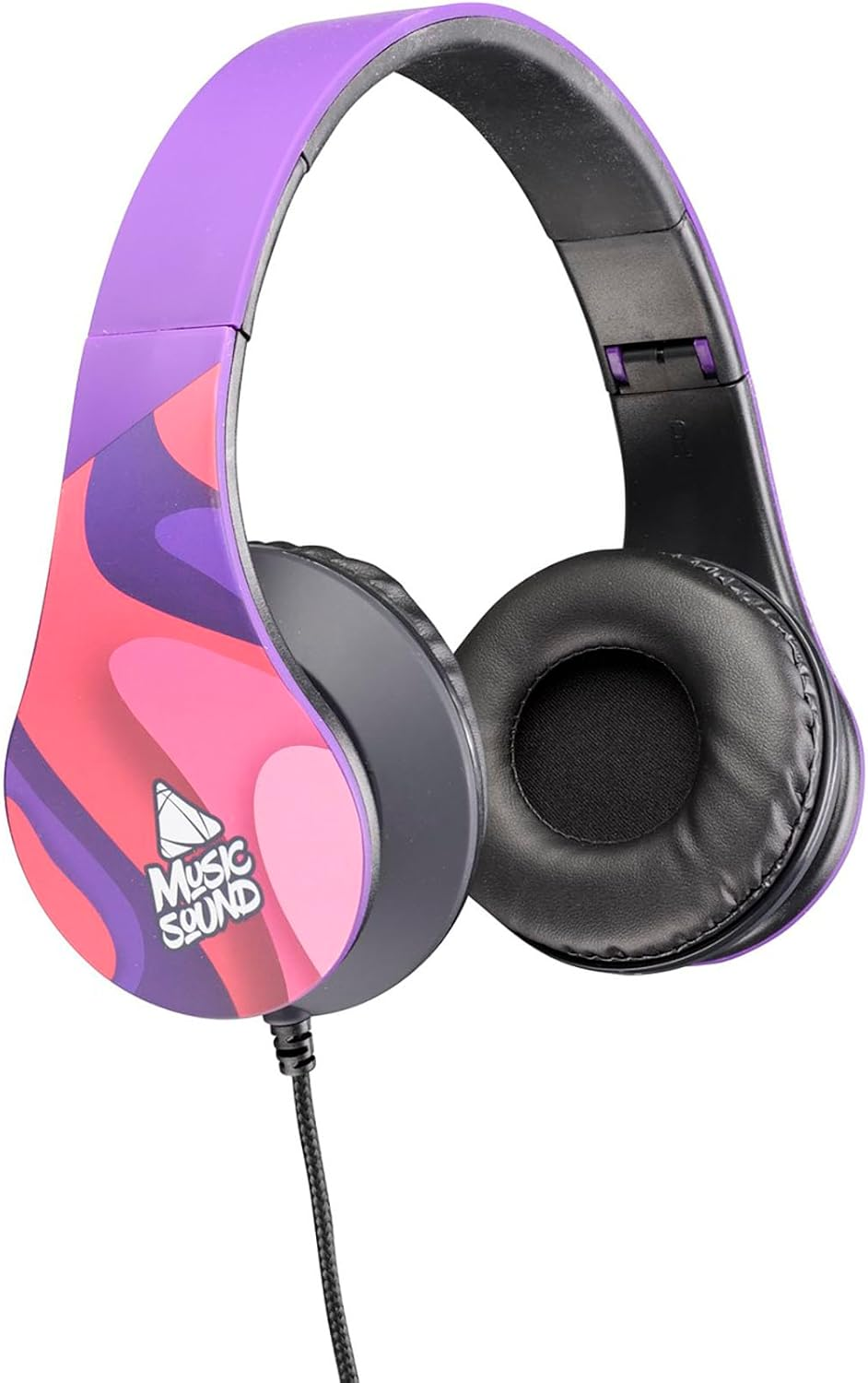 Music Sound | over Ear Fantasy Wired Headphones | Expandable and Foldable On-Ear Headphones with Headband and 1.2M Tangle-Free Cable - 3.5Mm Jack - Purple
