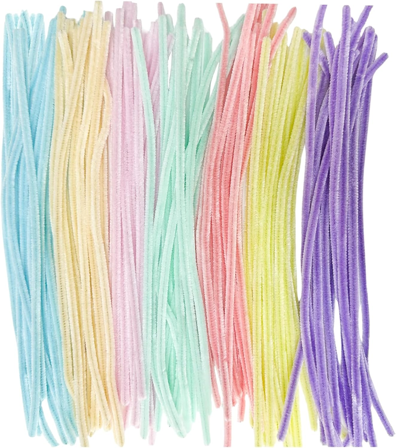 Pipe Cleaners Set, 100 PCS Macaron Colors Fuzzy Sticks Pipe Cleaners for DIY Arts Crafts Project (7 Mixed Colors) image number 6