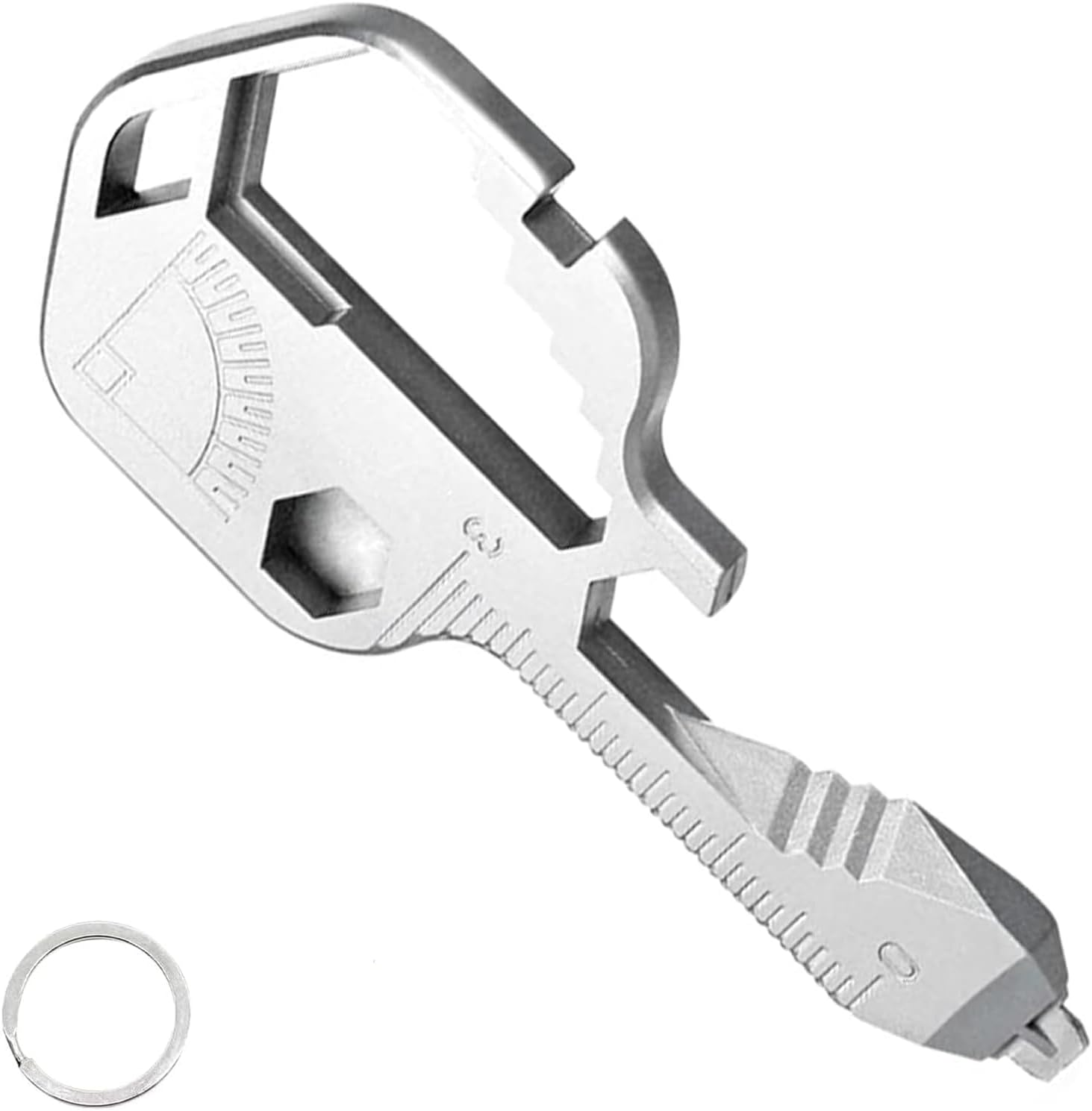 Rhoyee 24-In-1 Multi Tool Key &ndash; Stainless Steel EDC Keychain Tool with Screwdrivers, Wrenches, Bottle Opener, Box Cutter &ndash; Compact Pocket Tool for Travel, Camping, and Everyday Use image number 3