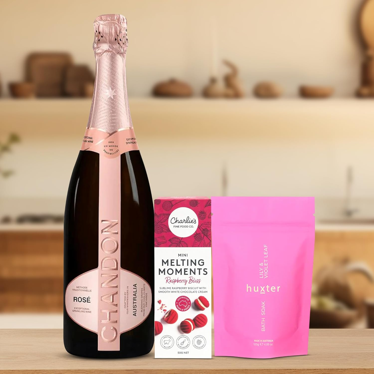 Luxury Wine & Spa Gift Hamper, Featuring Chandon Ros&eacute;, Gourmet Biscuits & Relaxing Bath Soak, or Thank You Hamper image number 2
