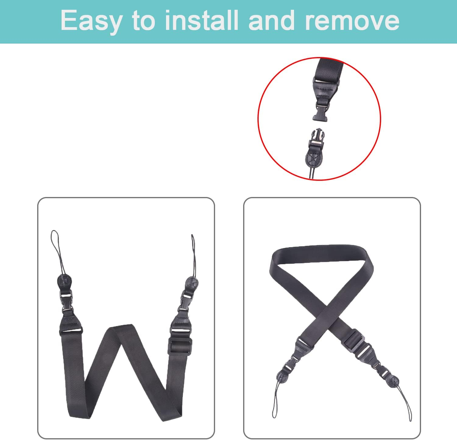 TECDW Pack of 3 Adjustable Shoulder Strap with Quick Release Replacement Nylon Strap for Ipad, Camera, Binoculars, Computer Bags, Laptop, Mobile Phone Case, Messenger Bag, Handbags image number 5