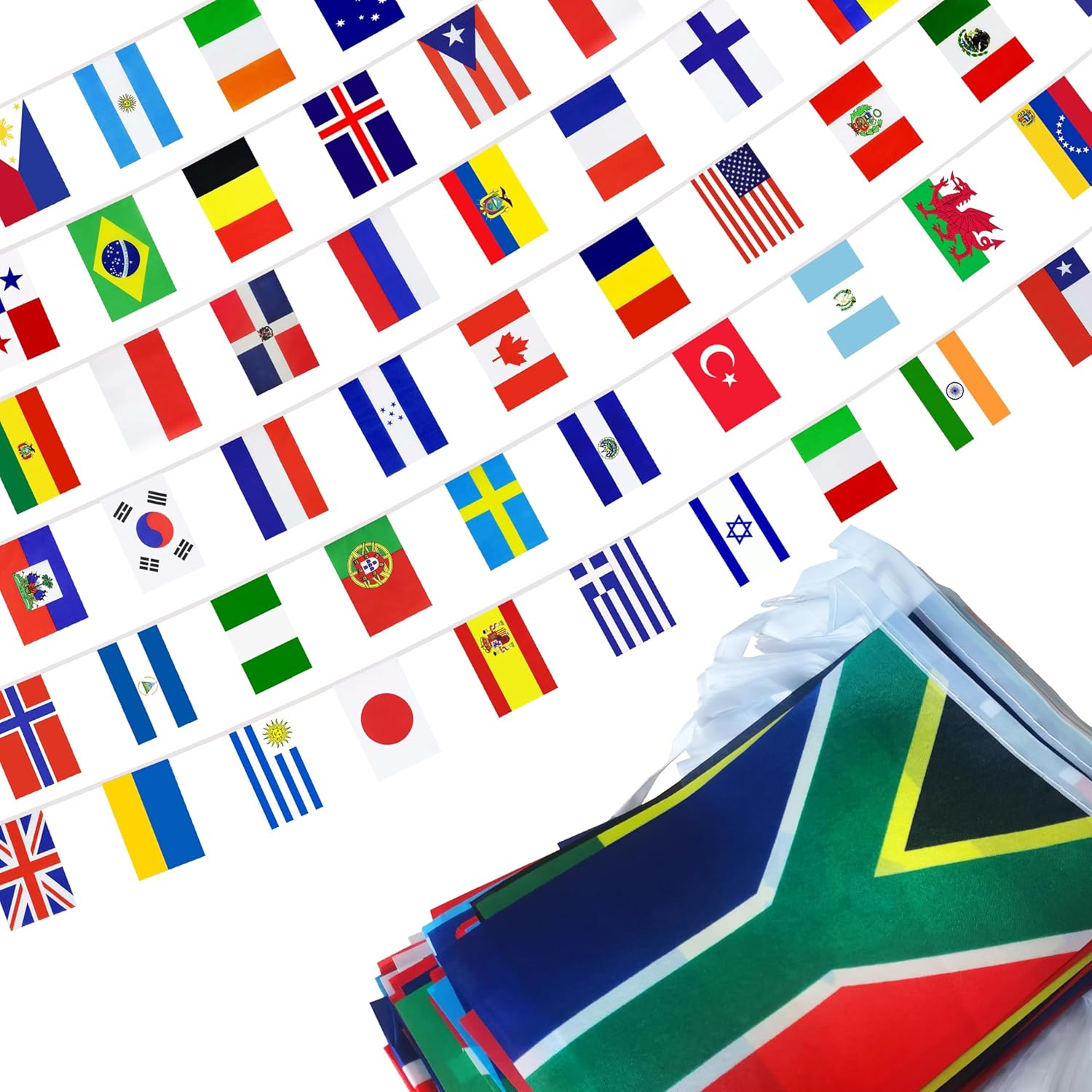 100 Countries International String Flag,World Country Flags Bunting Banner,Small Mini National Bunting Flags Banner Decoration for School, Sports Events, Grand Opening, Party(95Ft)