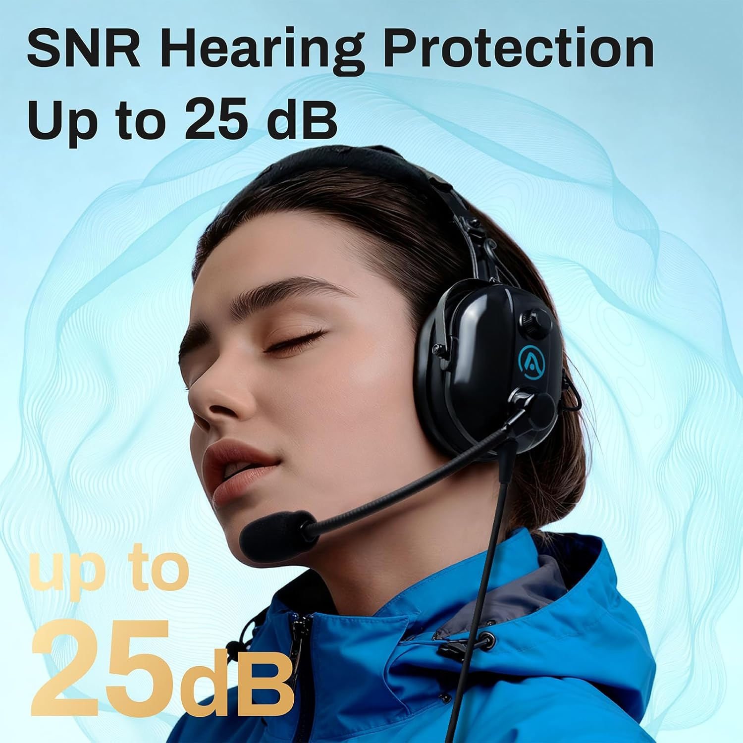 AIRVOICE Aviation Headset for Pilots with Passive Noise Cancellation, PNR Aviation Headset with Comfortable Earpads and Flexible Microphone, Aviation Headset with Carrying Case image number 6