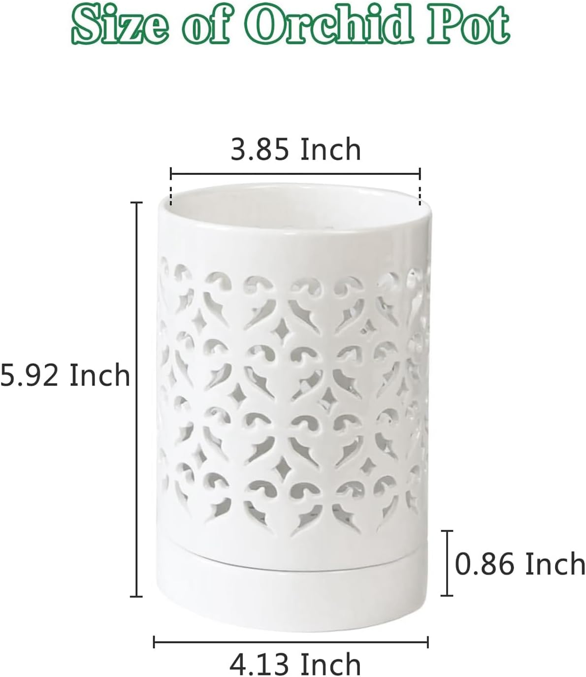 Orchid Pots with Holes,4 Inch Ceramic Orchid Pot for Repotting, Flower Planter Pot Indoor Outdoor, Breathable Easy Install Easy to Use White image number 6