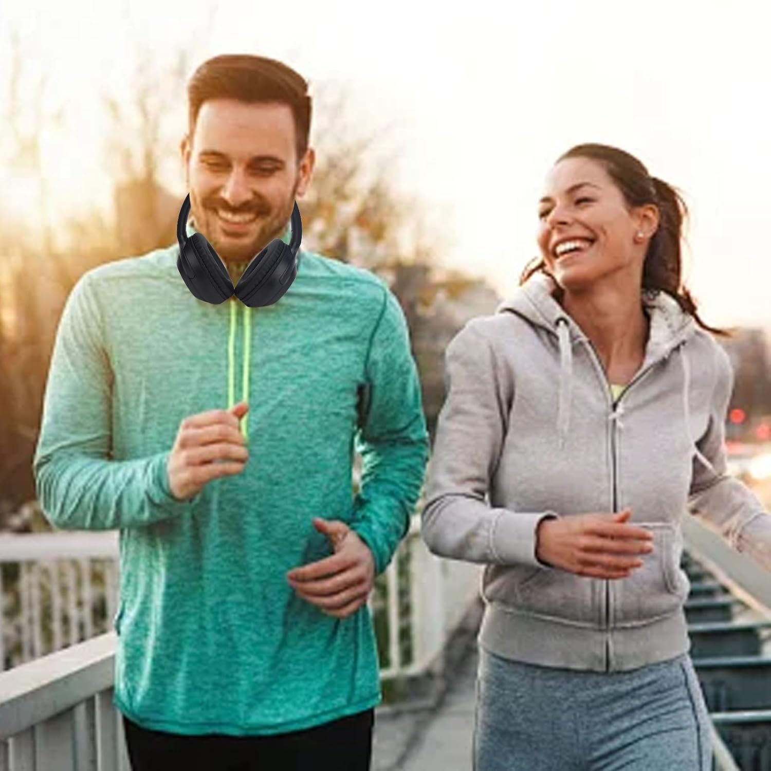 YUEHISY over Ear Wireless Headphones, Deep Bass Stereo over the Ear Headset with Foldable Deisgn, Comfortable Wear, for Travel Home Sport (Black) - Black image number 6