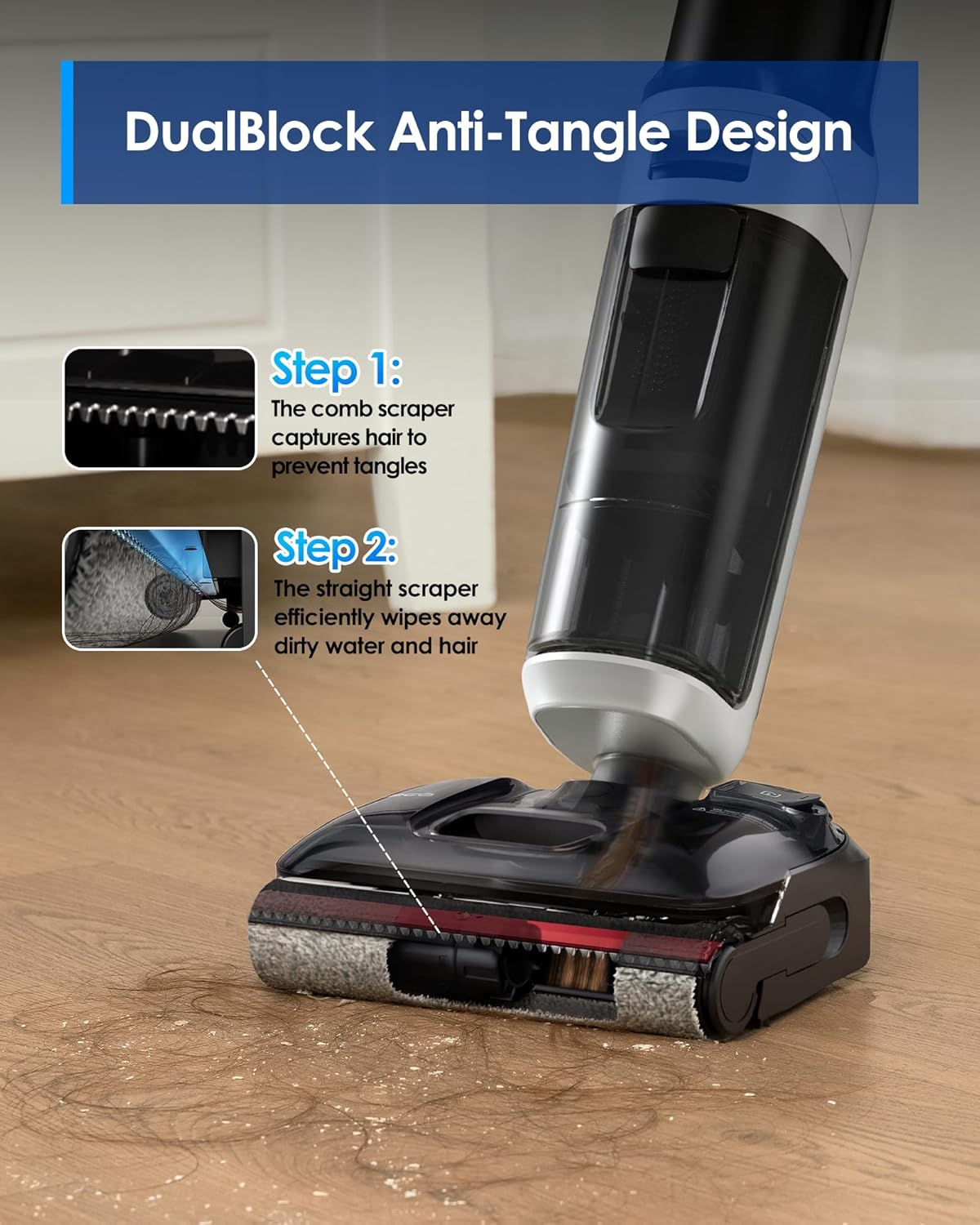 Tineco Floor ONE S6 Stretch Ultra Cordless Wet Dry Vacuum Cleaner, 180&deg;Lay-Flat Anti-Tangle Design, 50 Minutes Runtime, 85&deg;C Flashdry Self-Cleaning, Dual-Sided Edge Cleaning image number 2