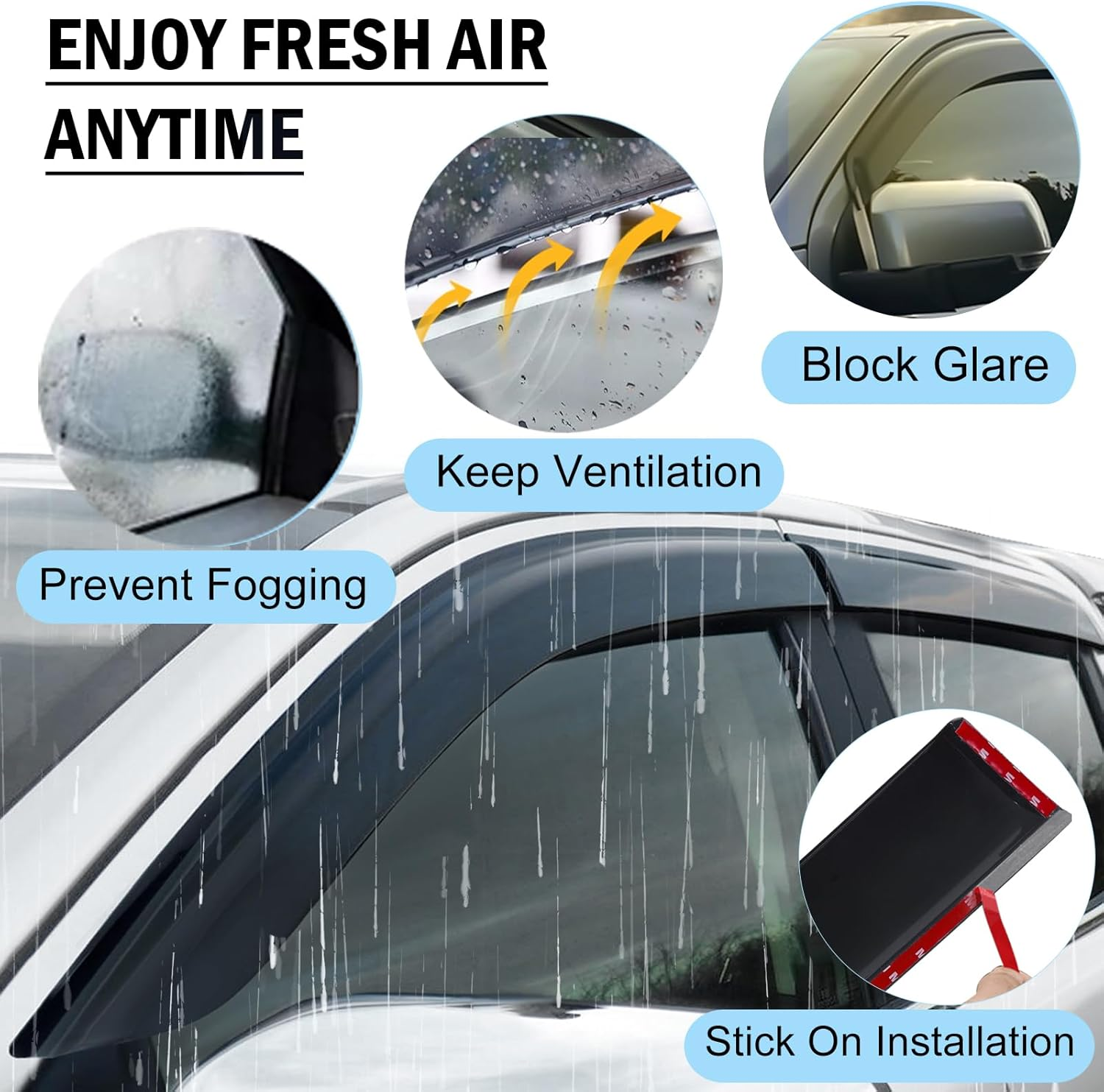 SUERAUTO4X4 for Nissan Navara NP300 Accessories 2021-2025 Bonnet Protector Weather Shield, D23 Tinted Black Bonnet Stone Hood Guard Weathershields Sun Rain Wind Deflector Window Visor image number 6