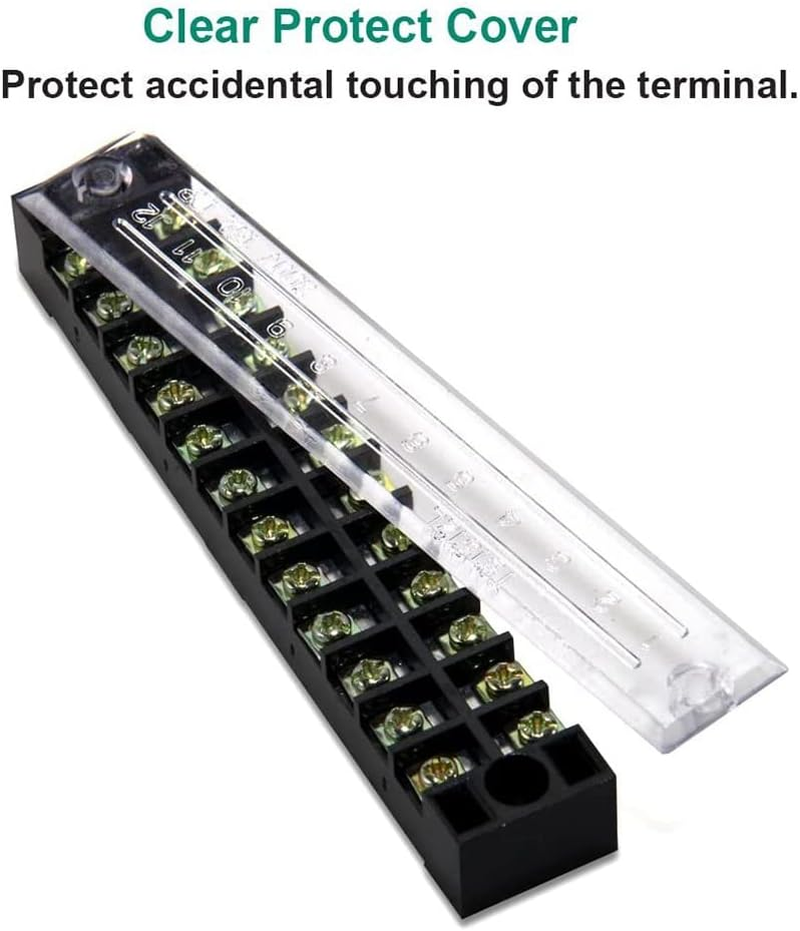 10 Pcs Terminal Block 12 Positions Dual Row 600V 15A Screw Terminal Strip Blocks with Cover Terminal Strip image number 6