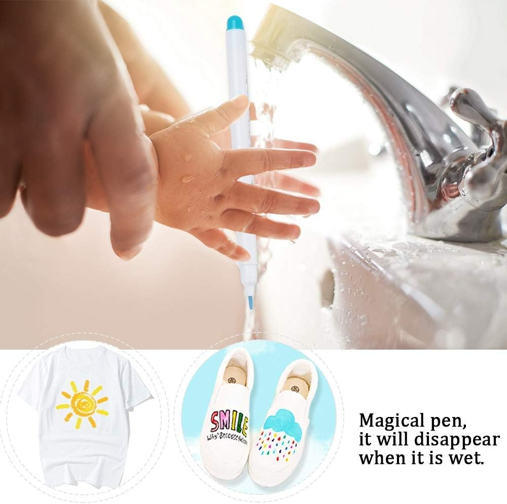 Water Erasable Pens,Disappearing Vanishing Erasable Ink Fabric Marker Pen,12-Pack 7-COLOR Wate,For 11CT/14CT Cross Stitch,Handicrafts for Temporary Marking