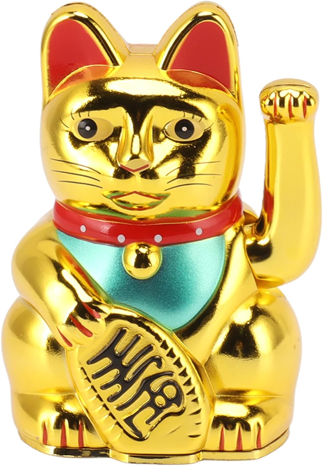 4 Inch Lucky Fortune Cat Maneki Neko, Lucky Cat Decor Hand Waving Welcoming Cat for Home Desk Ornament Gift Giving, Feng Shui Business Ornament Home Decor (Gold)