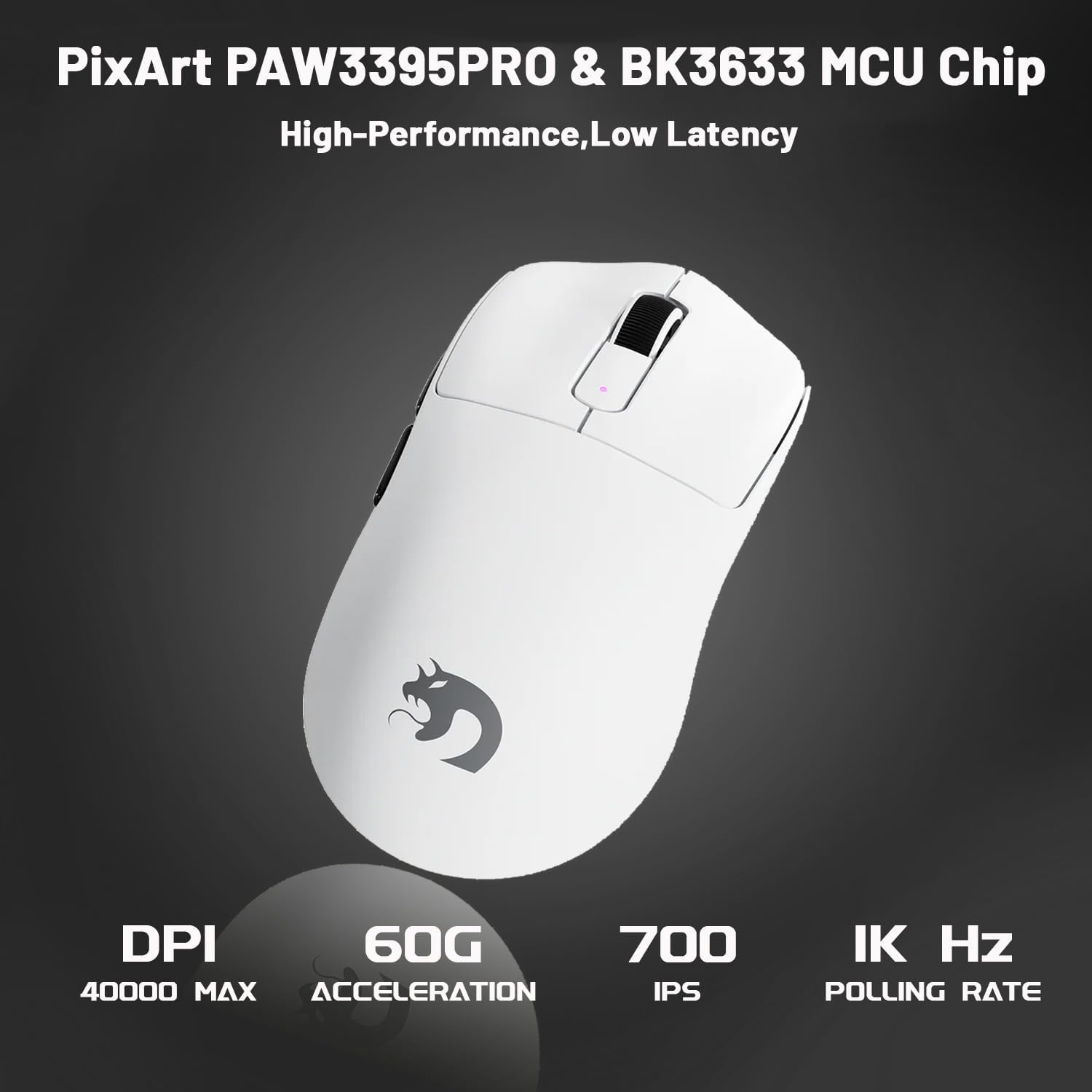 MAMBASNAKE M3 Wireless Gaming Mouse, 40K DPI, 39G Lightweight Gaming Mouse, PAW3395PRO Optical Sensor,Tri-Mode BT5.1/2.4G/USB-C PC Game Mice, Programmable Buttons,300Mah Battery for Pc/Laptop/Mac/Win image number 5