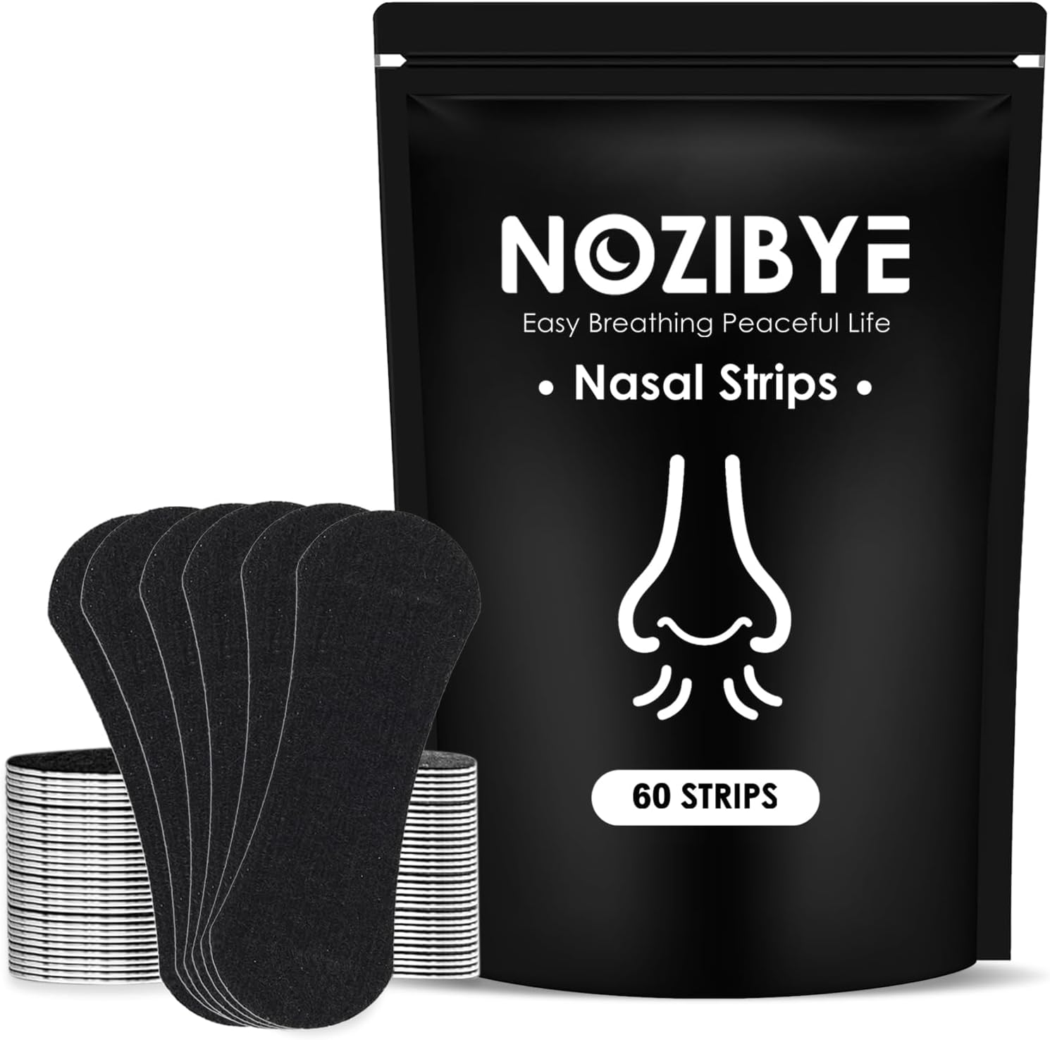 Nose Strips, anti Snore & Better Breathing (60 Count, Black) - Nose Strips for Sleeping, Nasal Strips to Stop Snoring, Clear Airways