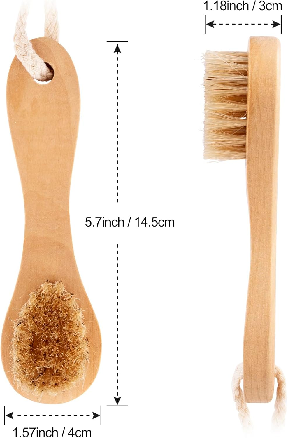 HINZIC 4 Pack Manual Facial Cleansing Brush for Men, Firm Bristle Face Scrubber with Wood Handle, Skin Friendly Waterproof Exfoliator Cleanser for Makeup Residues Removal Deep Cleansing image number 2