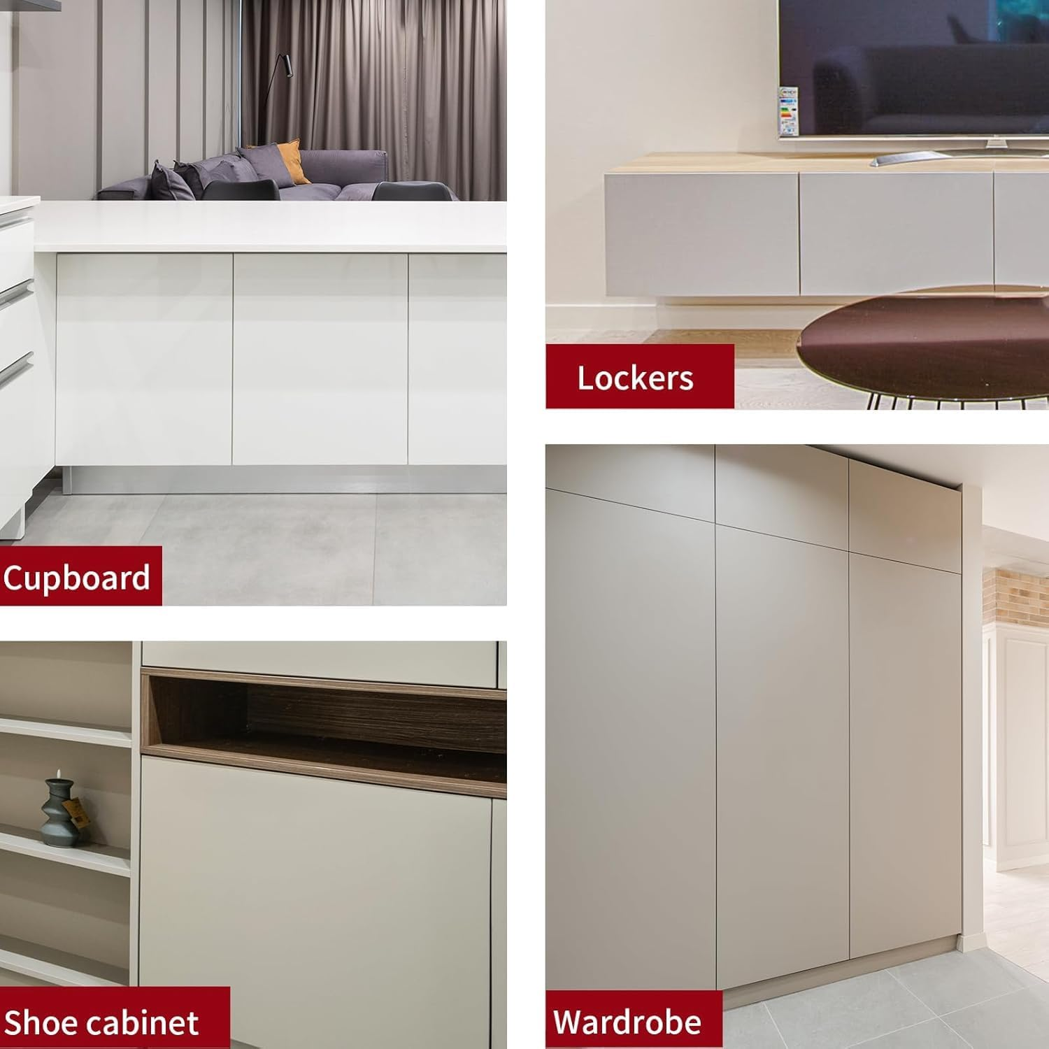 10 Pack Hidden Magnetic Push Open Latches, Push to Open Door Latch for Loose Cabinet Doors, Damper Buffer Push for Closet, Cupboard, Wine, Cabinet, Drawer Sliding Door - White - Black image number 2