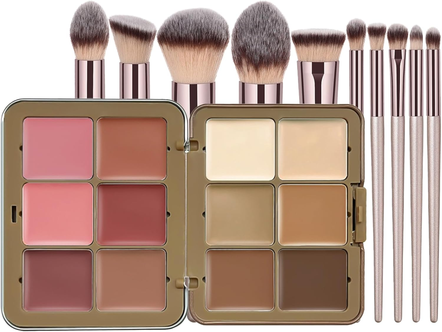 12 Colors Correcting Concealer Palette, Full Coverage Cream Contour Palette with Brush, Long Lasting Waterproof Foundation Highlighting Concealer Cream Makeup image number 5