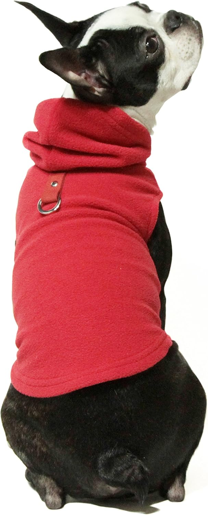 Gooby - Fleece Vest Hoodie, Small Dog Pull over Hooded Fleece Jacket with Leash Ring, Red, X-Large image number 6