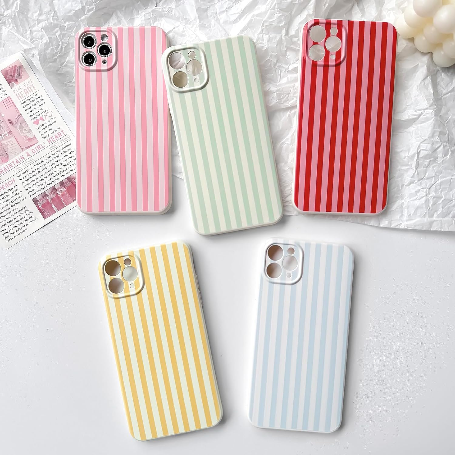 Lovmooful Compatible for Iphone 11 Pro Max Case Cute Color Striped with Aesthetics Design for Girls Women Soft TPU Shockproof More Protective Girly for Iphone 11 Pro Max Case-Blue image number 2