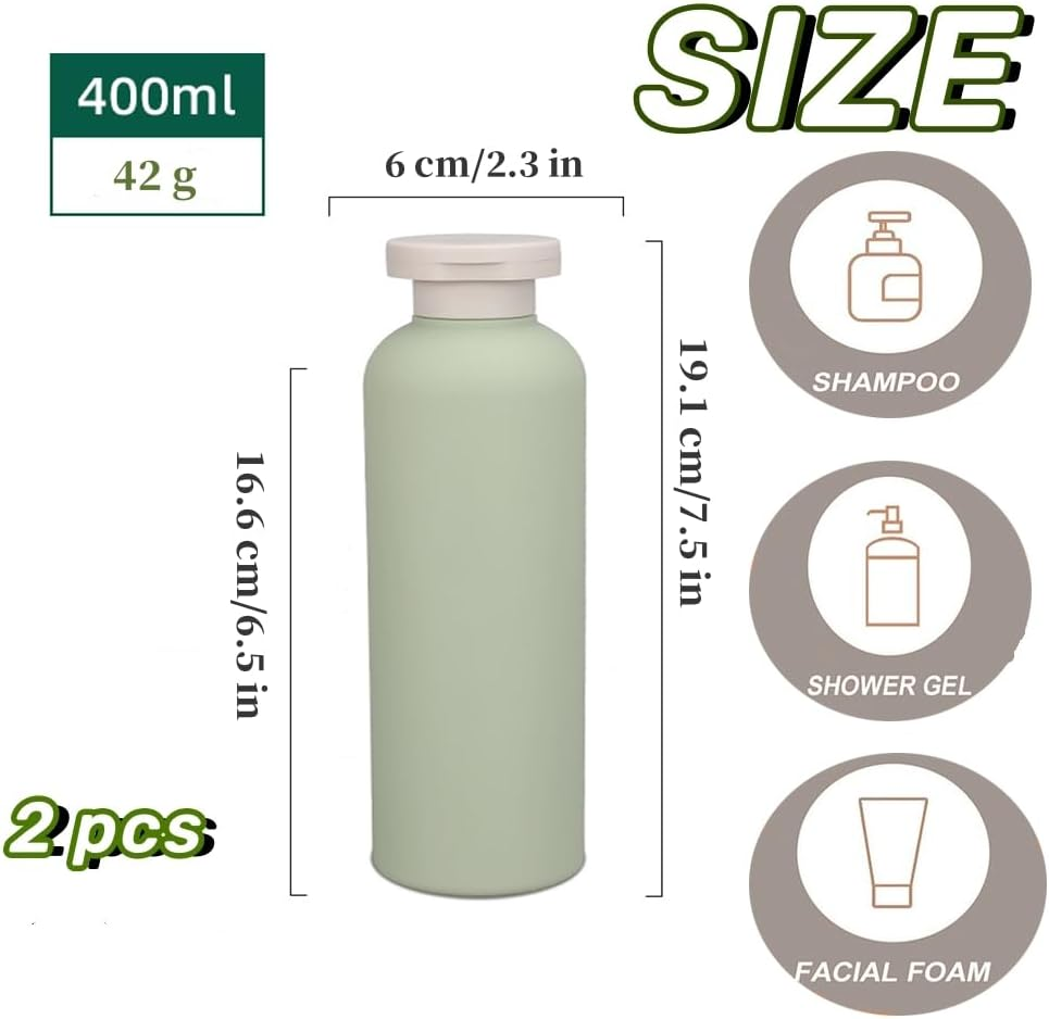 Refillable Shampoo Conditioner Squeeze Bottles with Flip Cap - Travel Plastic Cream Bottles, 2Pcs (400) image number 5